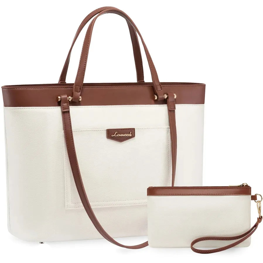 JMT-534410 Spacious 14 Inch PU Leather Briefcase for Women - Stylish Tote with Compartments for Office and School