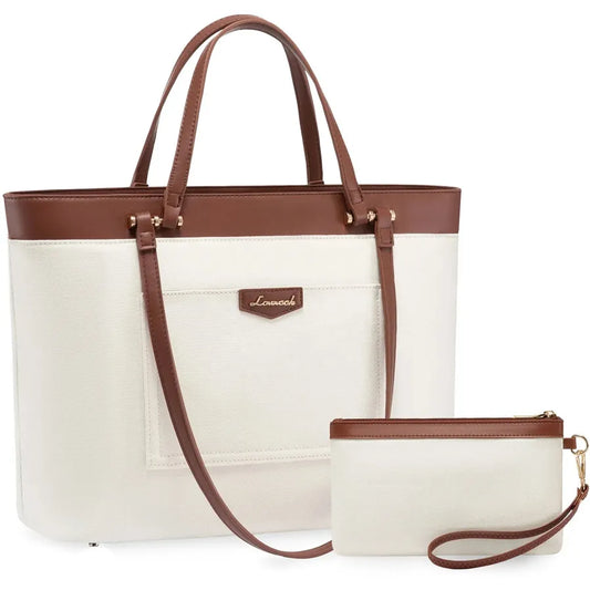 JMT-534410 Spacious 14 Inch PU Leather Briefcase for Women - Stylish Tote with Compartments for Office and School