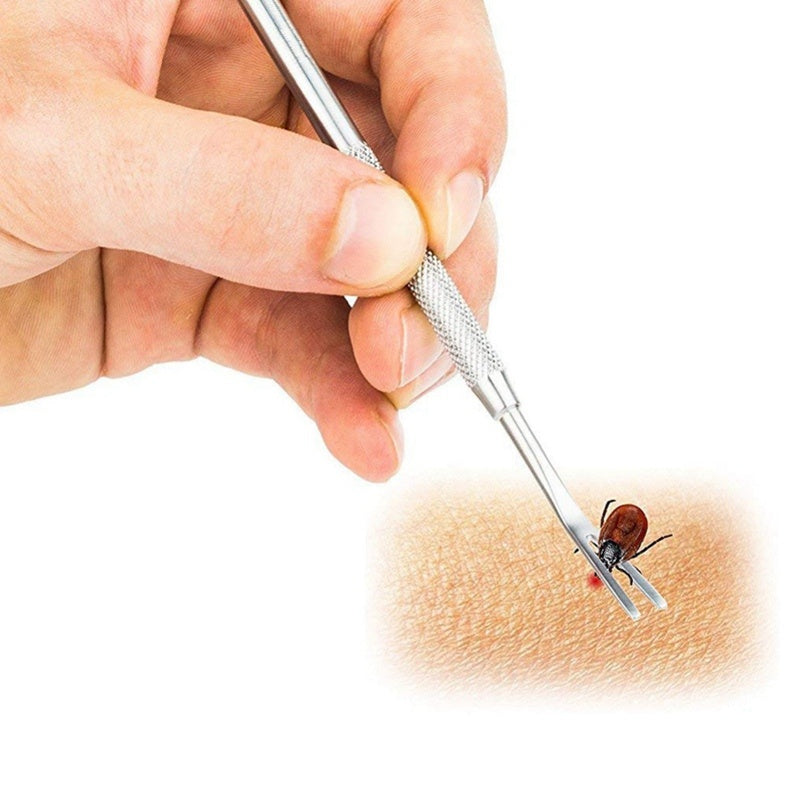 JMT-534666 Stainless Steel Pet Deworming Tool with Double Head Clip and Tick Fork