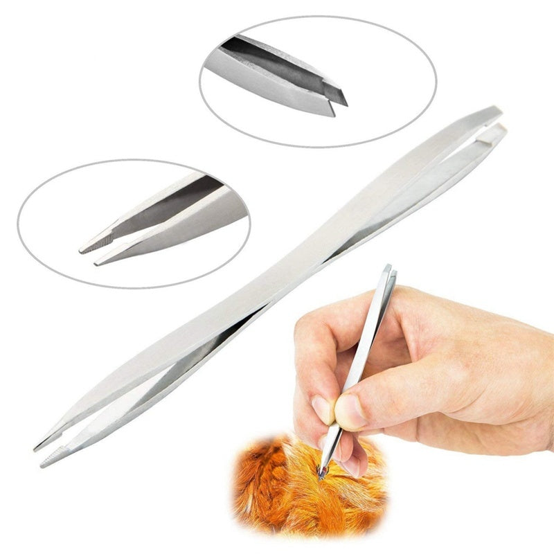 JMT-534666 Stainless Steel Pet Deworming Tool with Double Head Clip and Tick Fork