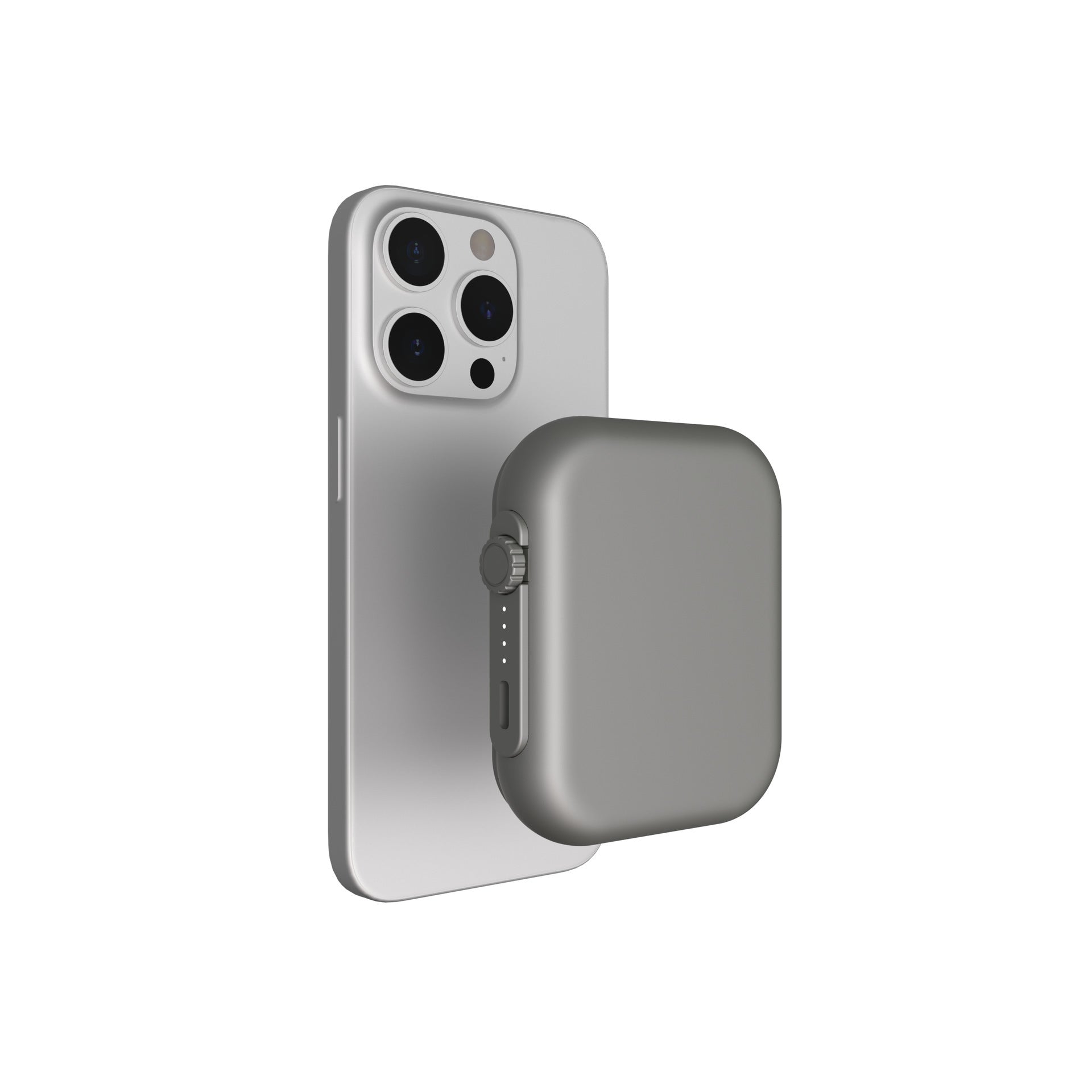 JMT-534922 Three-in-One MagSafe Magnetic Wireless Power Bank - Compact Portable Design in Gray and Black
