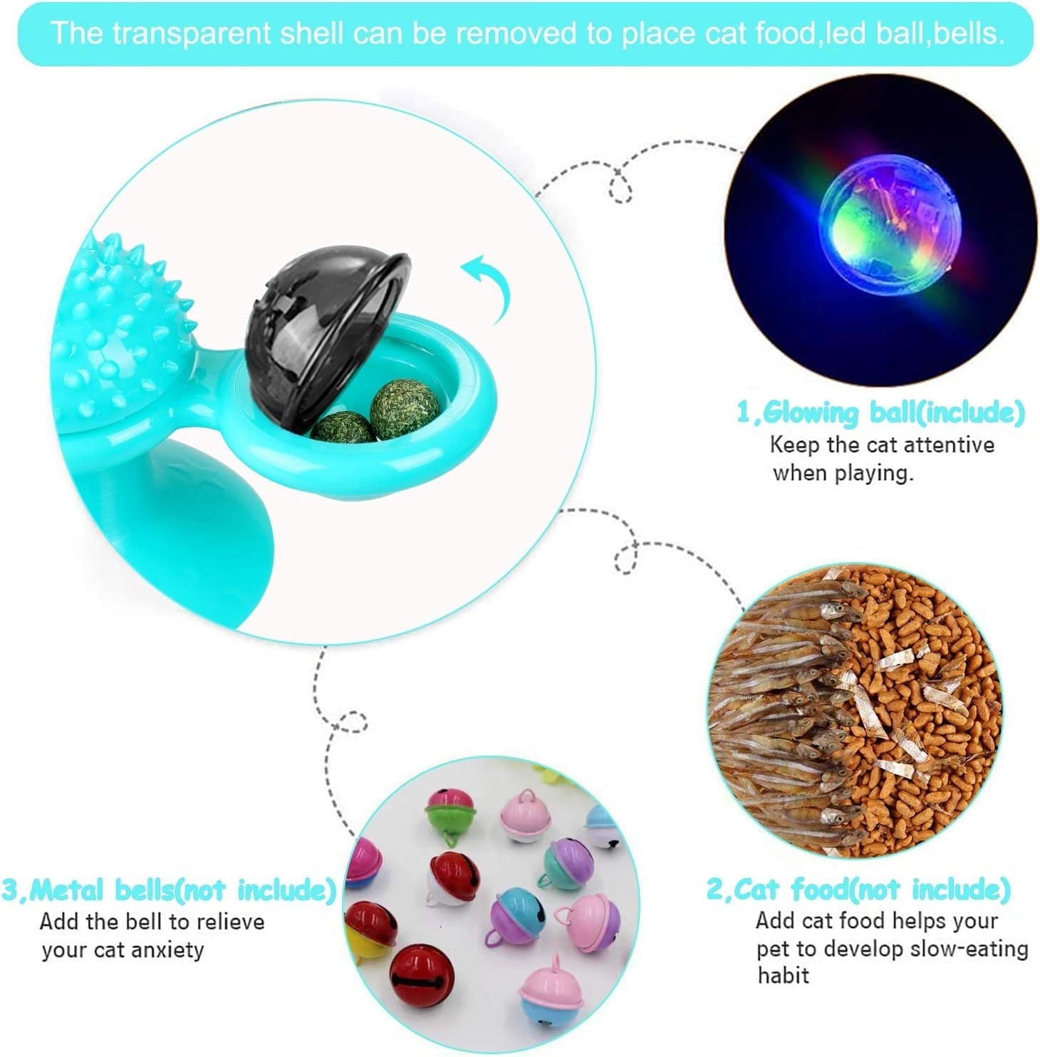 JMT-535562 Interactive Cat Toy with Catnip and LED Light - Suction Cup Windmill Design for Indoor Cats