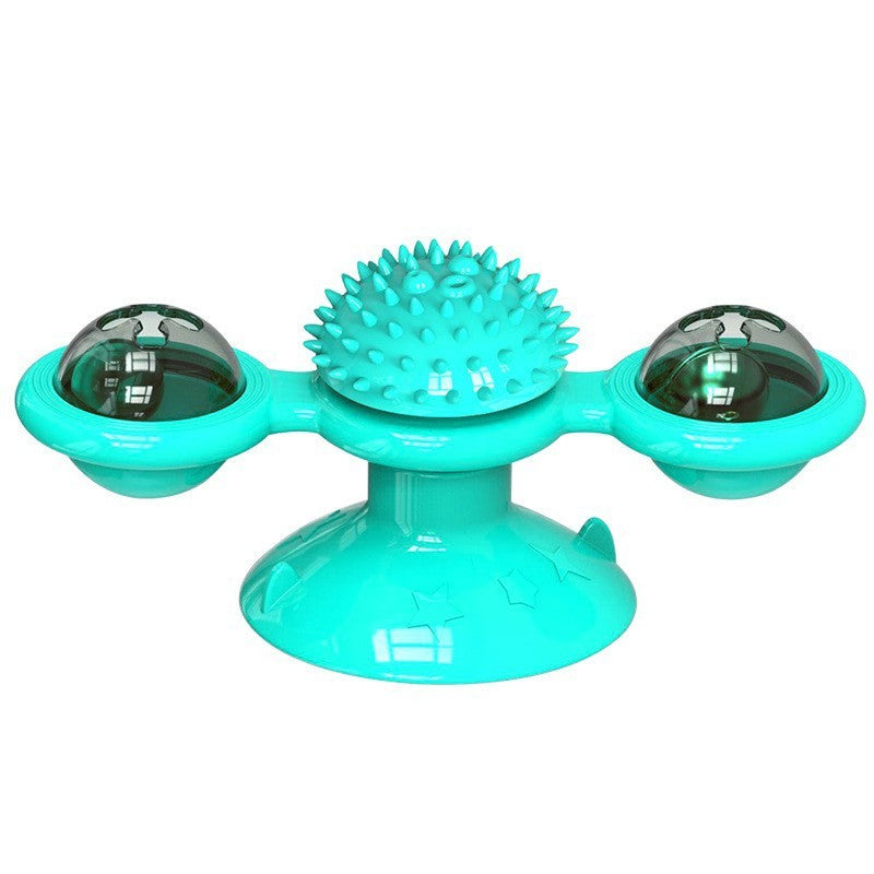 JMT-535562 Interactive Cat Toy with Catnip and LED Light - Suction Cup Windmill Design for Indoor Cats