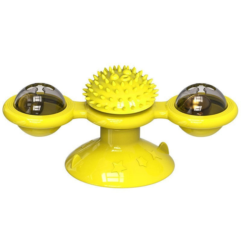 JMT-535562 Interactive Cat Toy with Catnip and LED Light - Suction Cup Windmill Design for Indoor Cats