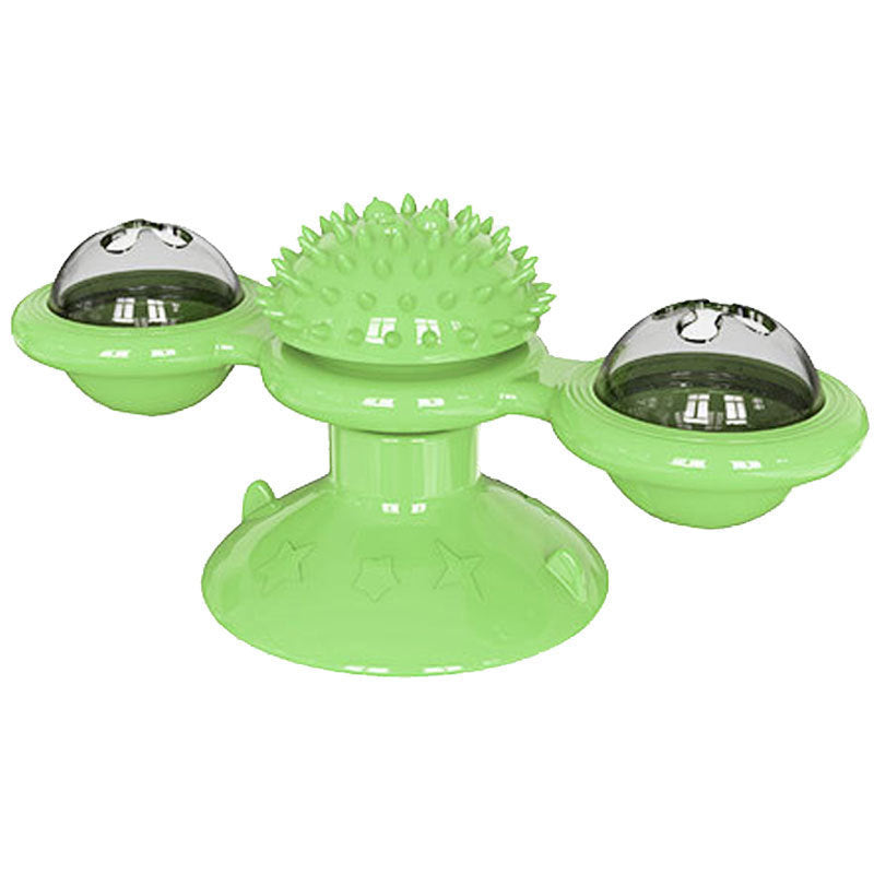 JMT-535562 Interactive Cat Toy with Catnip and LED Light - Suction Cup Windmill Design for Indoor Cats