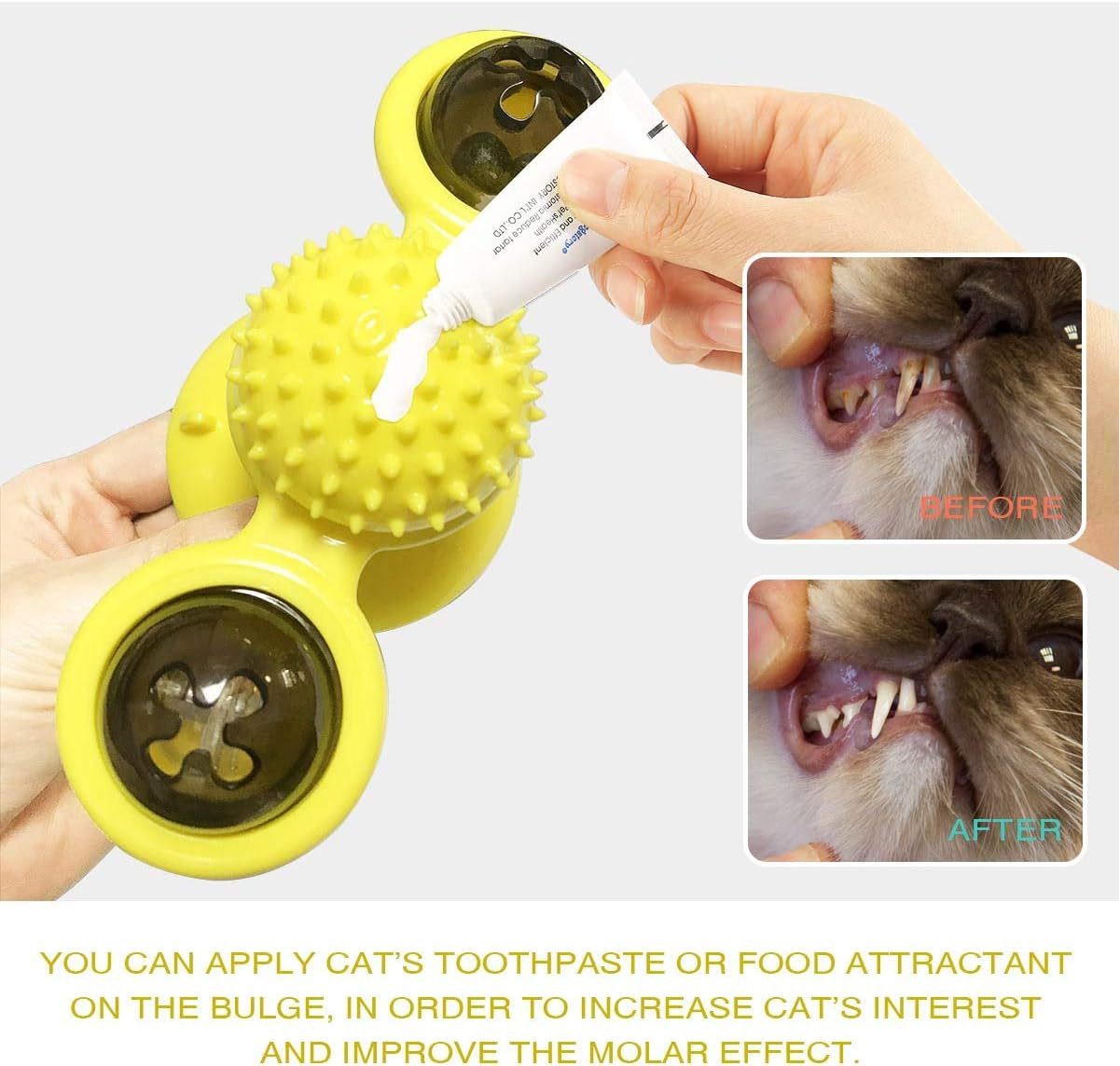 JMT-535562 Interactive Cat Toy with Catnip and LED Light - Suction Cup Windmill Design for Indoor Cats