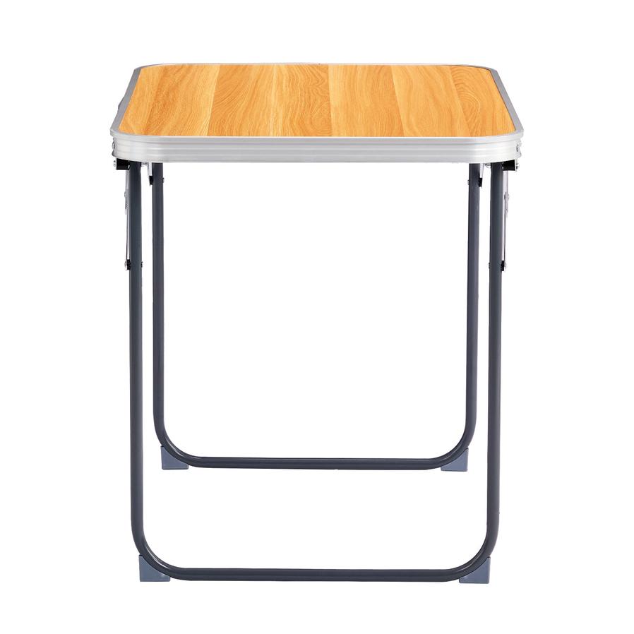JMT-535626 Outdoor Folding Table - 2.3ft Wood Grain Rectangular Aluminum Alloy, Supports 50kg