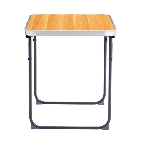 JMT-535626 Outdoor Folding Table - 2.3ft Wood Grain Rectangular Aluminum Alloy, Supports 50kg