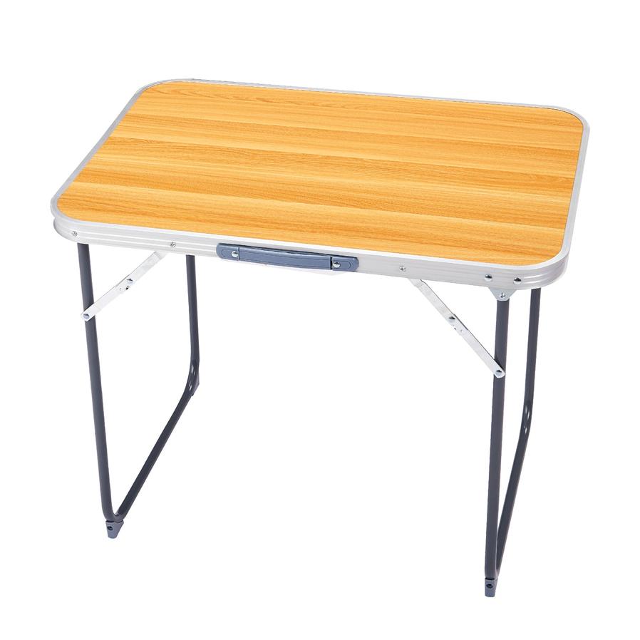 JMT-535626 Outdoor Folding Table - 2.3ft Wood Grain Rectangular Aluminum Alloy, Supports 50kg