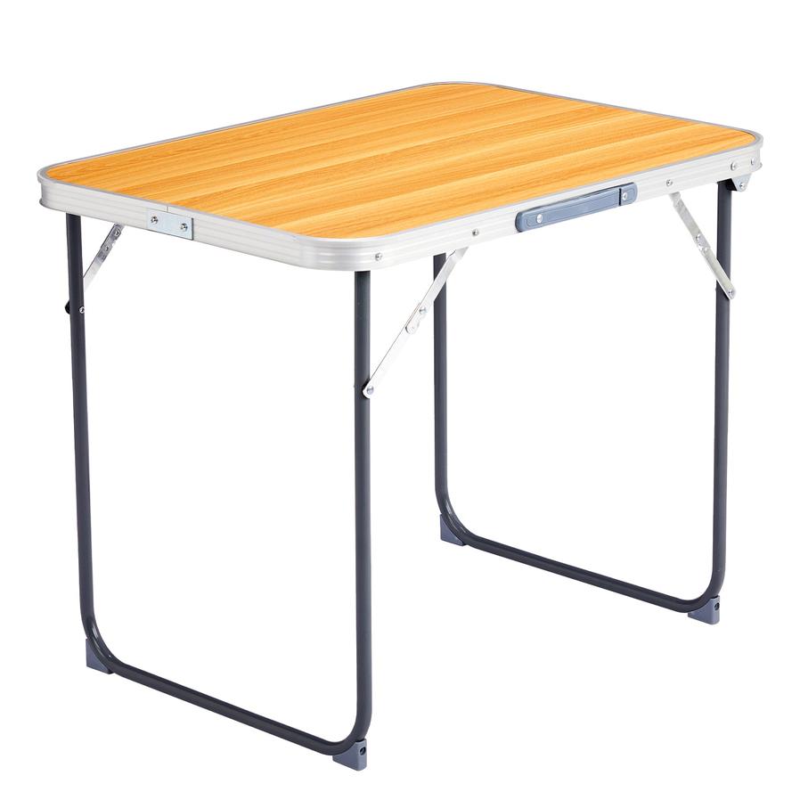 JMT-535626 Outdoor Folding Table - 2.3ft Wood Grain Rectangular Aluminum Alloy, Supports 50kg
