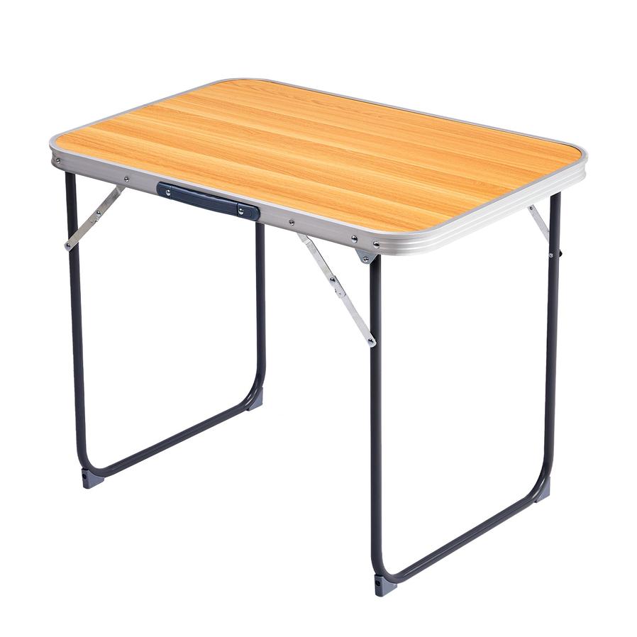 JMT-535626 Outdoor Folding Table - 2.3ft Wood Grain Rectangular Aluminum Alloy, Supports 50kg