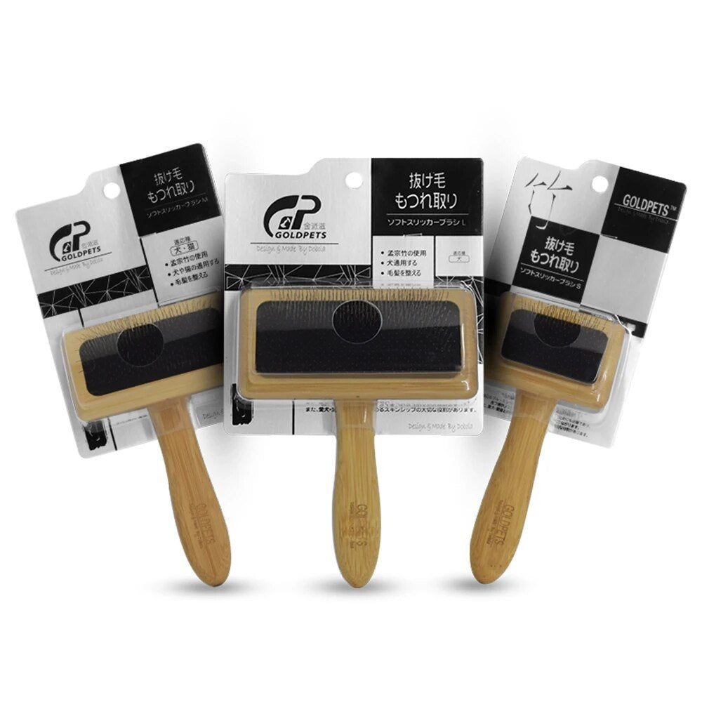JMT-535818 Bamboo and Wood Air Cushion Needle Comb for Long-Haired Pets - Eco-Friendly Grooming Slicker Brush