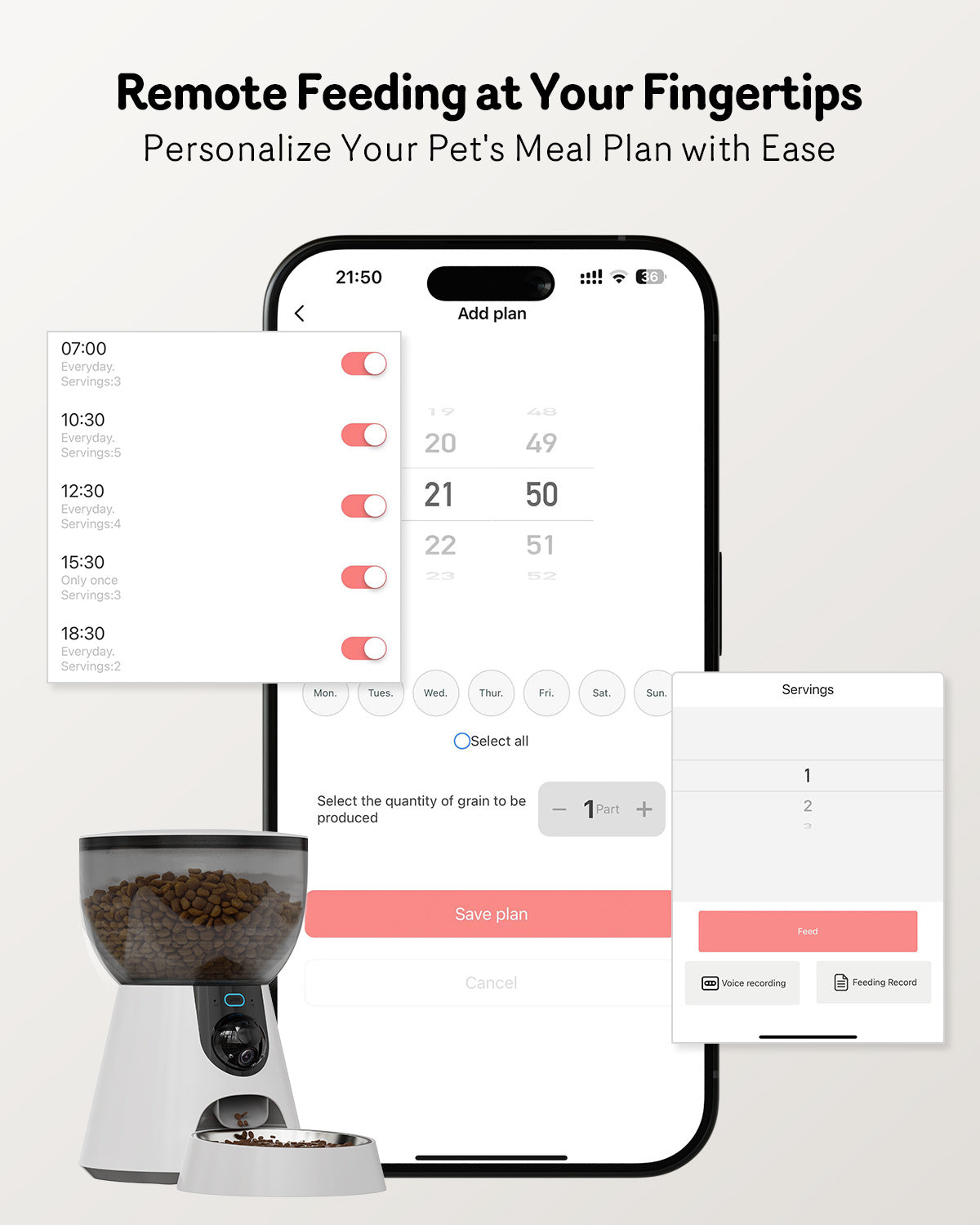 JMT-536714 Automatic Cat Feeder with 1080P HD Camera, Night Vision, 5G WiFi, Two-Way Audio, and 4L Capacity