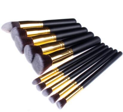 JMT-537162 10-Piece Kabuki Style Vegan Makeup Brush Set with Soft Artificial Fiber Bristles