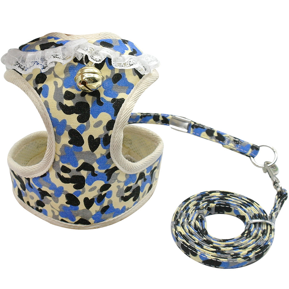 JMT-537226 Pink Canvas and Polyester Mesh Chest Harness with Leash for Small Dogs