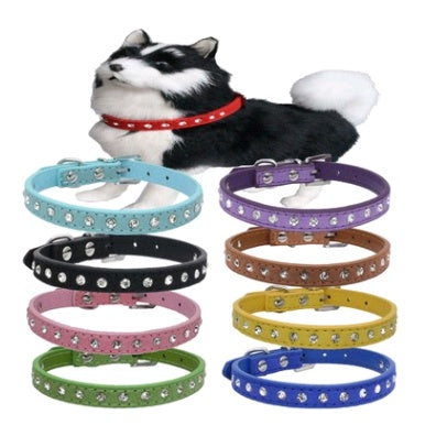 JMT-537546 Diamond Rhinestone Dog Collar - Soft Microfiber with Comfortable Fit