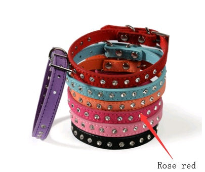 JMT-537546 Diamond Rhinestone Dog Collar - Soft Microfiber with Comfortable Fit