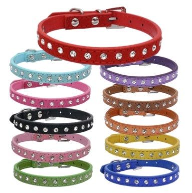JMT-537546 Diamond Rhinestone Dog Collar - Soft Microfiber with Comfortable Fit