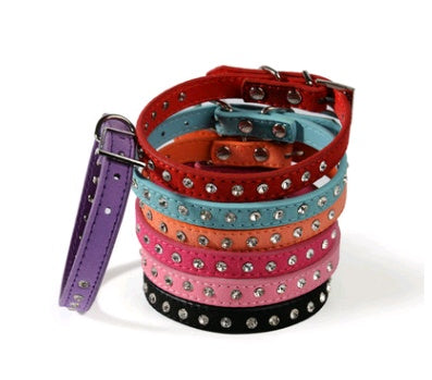 JMT-537546 Diamond Rhinestone Dog Collar - Soft Microfiber with Comfortable Fit