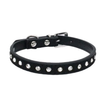 JMT-537546 Diamond Rhinestone Dog Collar - Soft Microfiber with Comfortable Fit