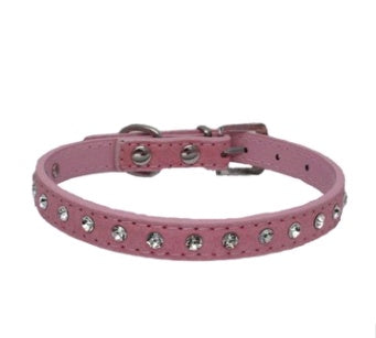 JMT-537546 Diamond Rhinestone Dog Collar - Soft Microfiber with Comfortable Fit