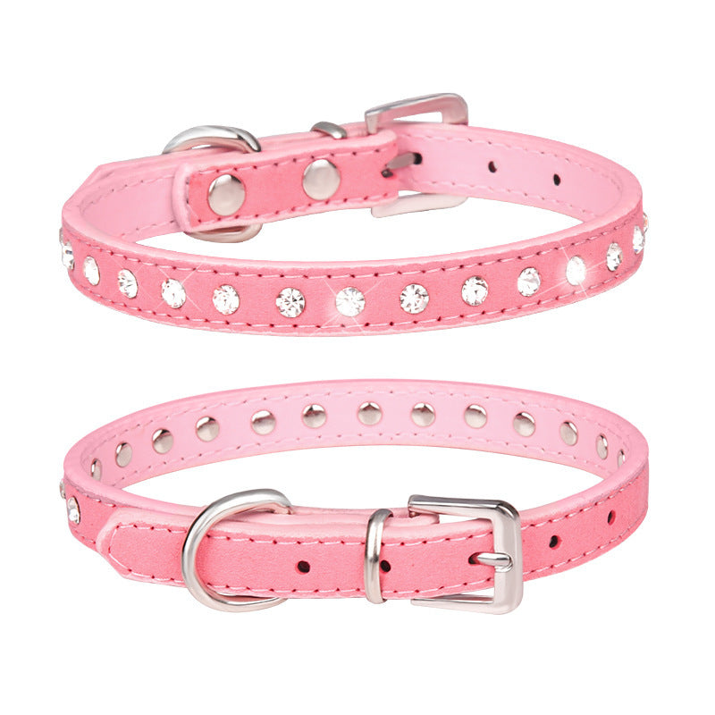 JMT-537546 Diamond Rhinestone Dog Collar - Soft Microfiber with Comfortable Fit