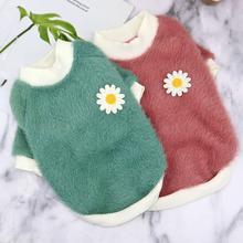 JMT-537674 Daisy Plush Crew Neck Shirts for Pets - Casual Winter Clothes in Various Colors and Sizes