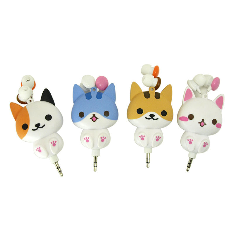 JMT-537866 Flower Cat Telescopic Earphones with 3.5 Inch Universal Jack - Retractable Headset