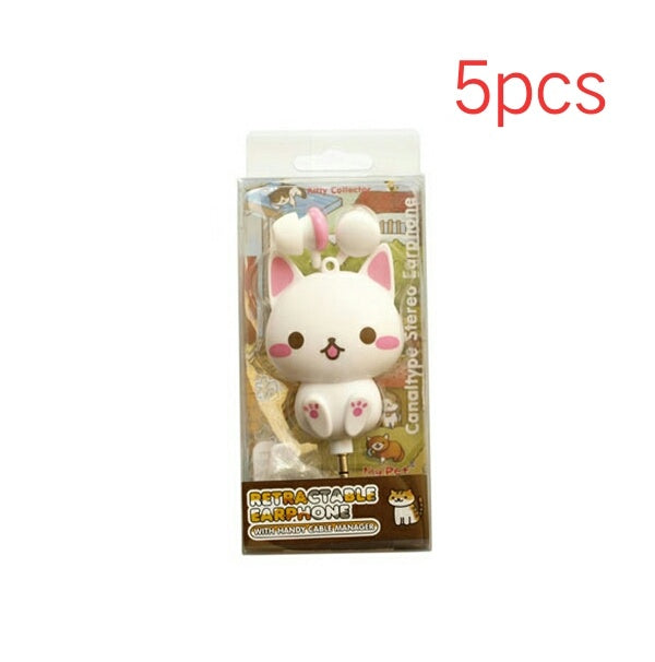 JMT-537866 Flower Cat Telescopic Earphones with 3.5 Inch Universal Jack - Retractable Headset
