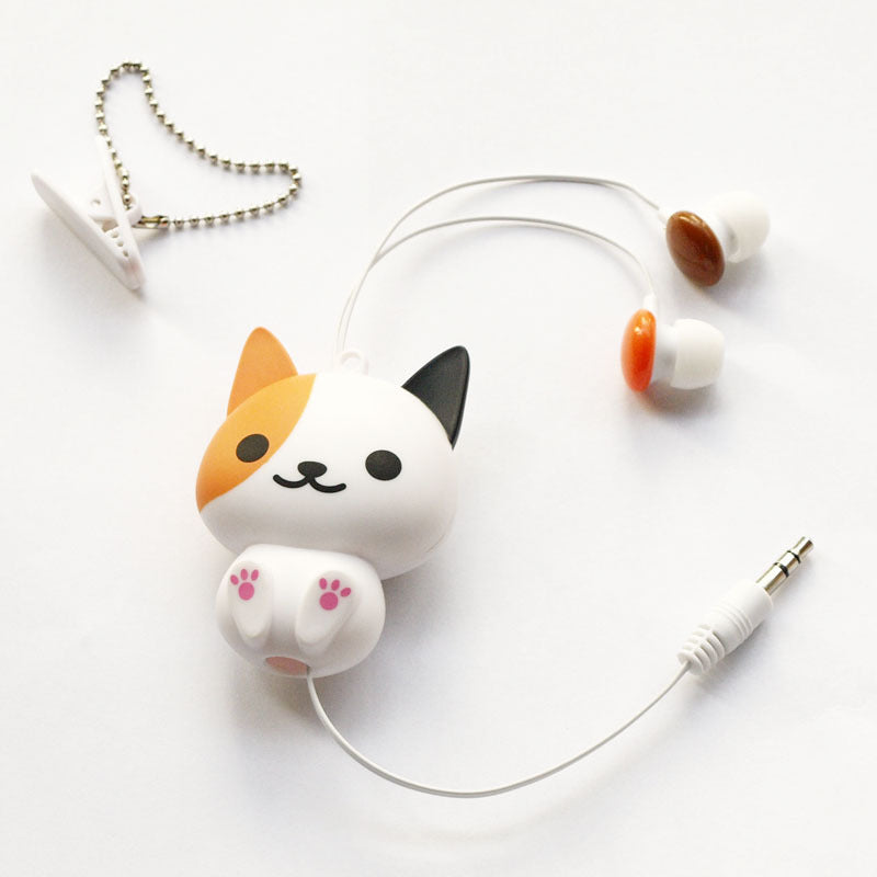 JMT-537866 Flower Cat Telescopic Earphones with 3.5 Inch Universal Jack - Retractable Headset