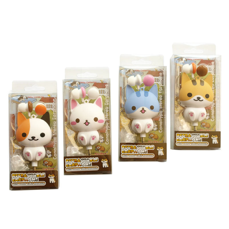JMT-537866 Flower Cat Telescopic Earphones with 3.5 Inch Universal Jack - Retractable Headset