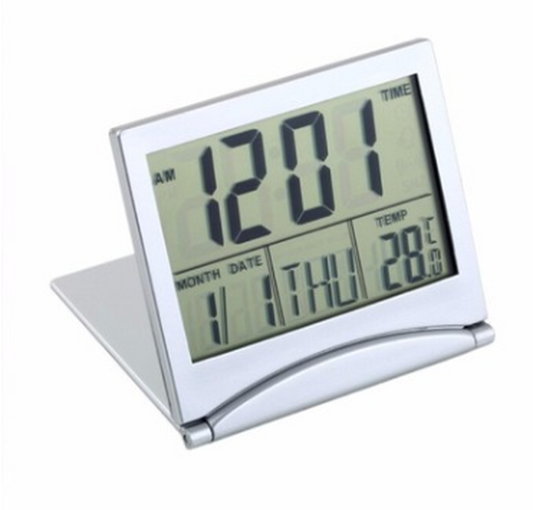 JMT-538122 Square Folding Travel Clock with Perpetual Calendar and Electronic Features