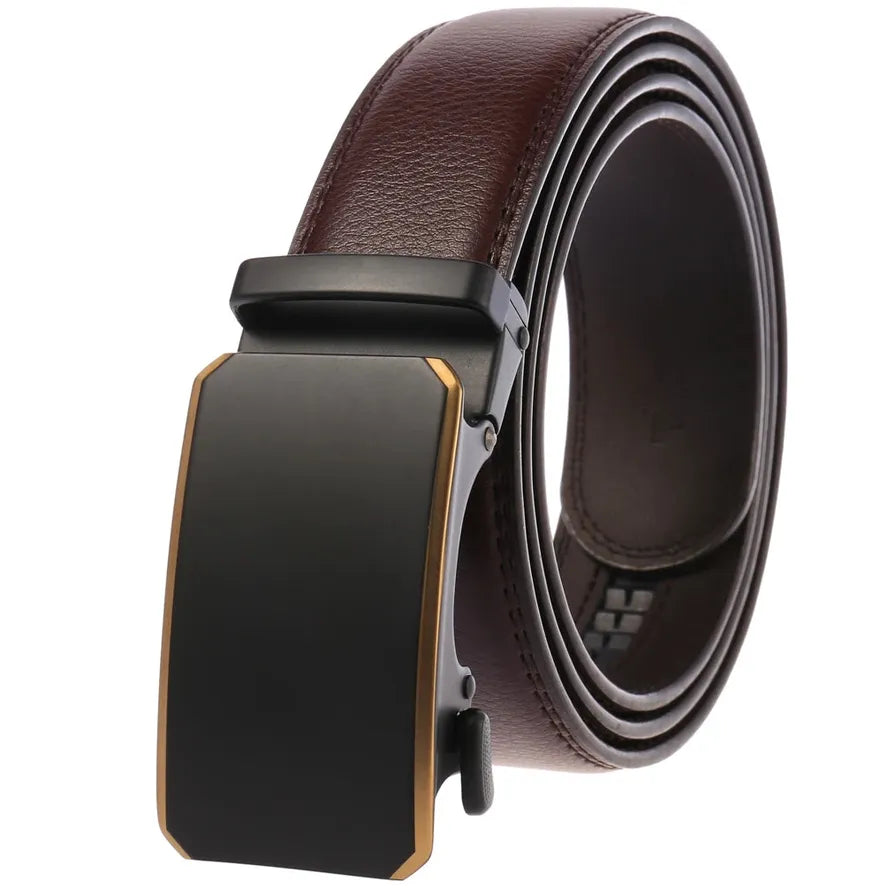JMT-538634 Automatic Ratchet Buckle Cowhide Leather Belt for Men - Model LY36-22032-1