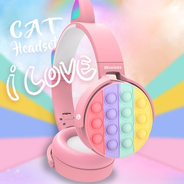 JMT-538698 Bluetooth Children's Headphones with Fidget Pop Elements - Comfortable On-Ear Design, 18-Hour Playtime, Fun Stress Relief and Sensory Toy