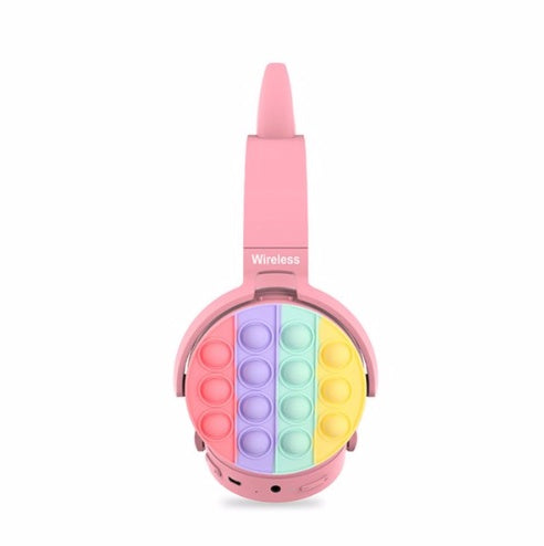 JMT-538698 Bluetooth Children's Headphones with Fidget Pop Elements - Comfortable On-Ear Design, 18-Hour Playtime, Fun Stress Relief and Sensory Toy