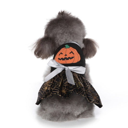 JMT-538954 Halloween Wizard Dress for Dogs – Pumpkin and Ghost Print, Polyester Material, Stylish Design