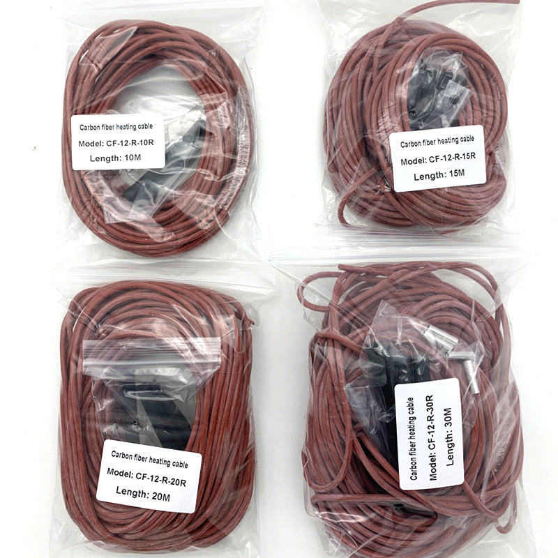 JMT-539210 High Temperature Resistant Carbon Fiber Heating Cable - Model CF-12-R-100R (100 Meters) for Floor Heating