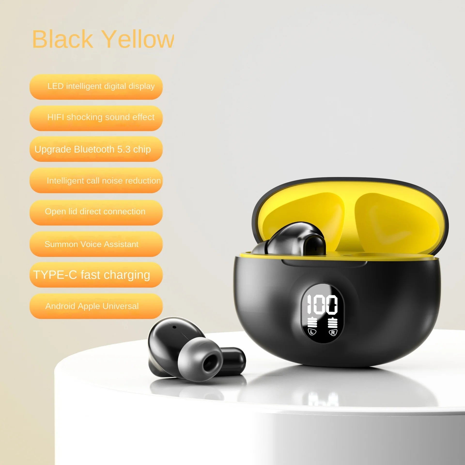 JMT-539210 Wireless Bluetooth In-Ear Headset with Digital Display and LED Sound Quality