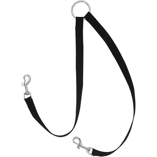 JMT-539530 Dual Traction Rope Leash for Dogs - Black Nylon Pet Walking Tool