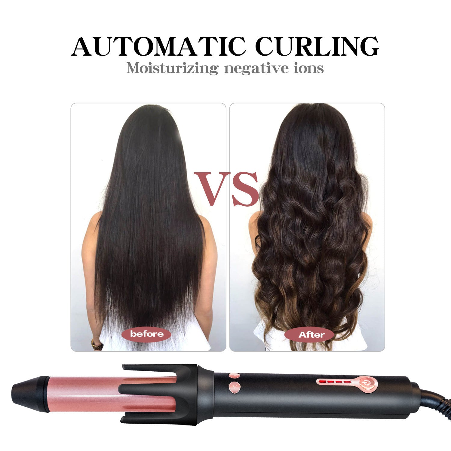 JMT-540170 Automatic Anti-Scald Wet and Dry Dual-Use Curling Iron with Tourmaline Ceramic Heat Conductor, 10 Temperature Settings