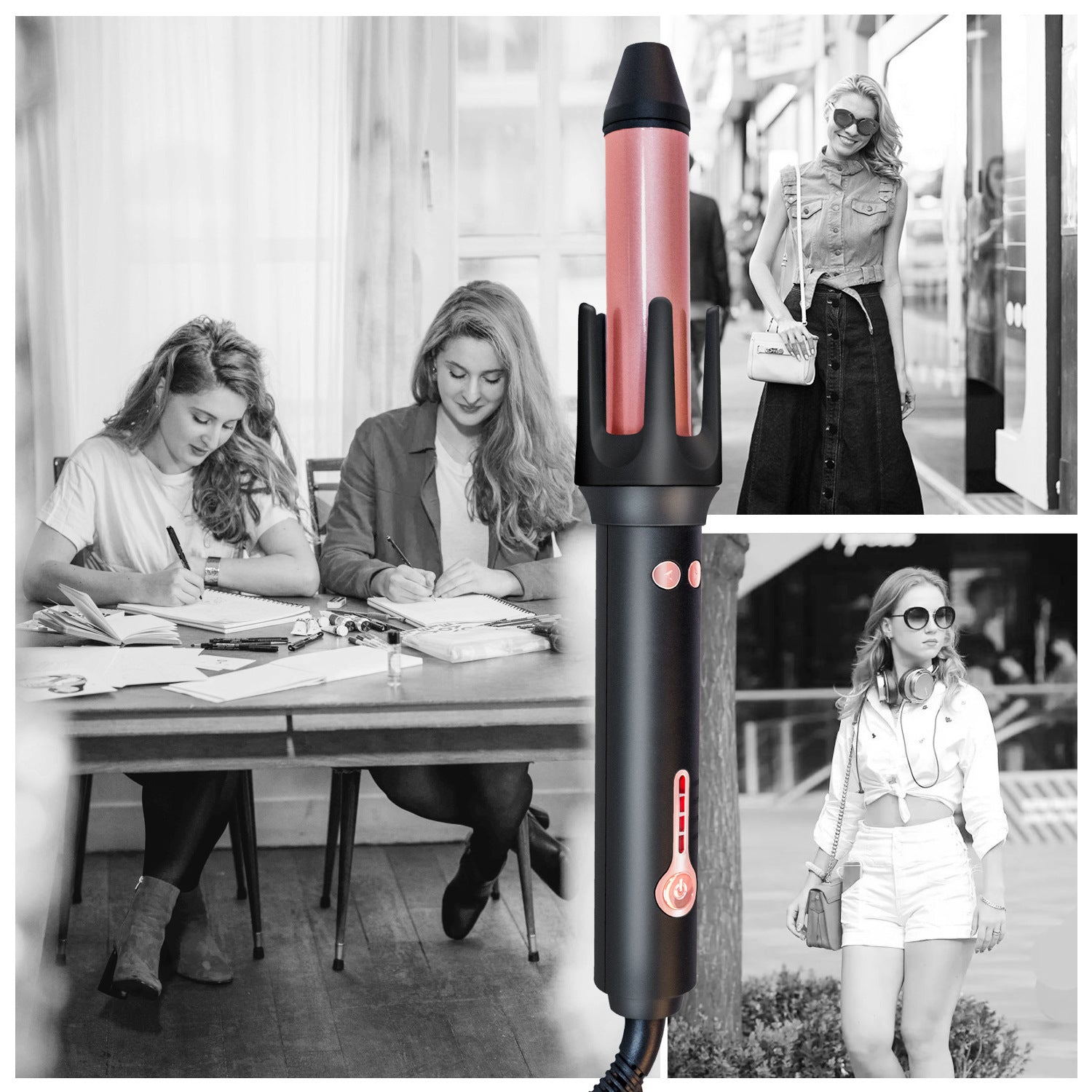 JMT-540170 Automatic Anti-Scald Wet and Dry Dual-Use Curling Iron with Tourmaline Ceramic Heat Conductor, 10 Temperature Settings