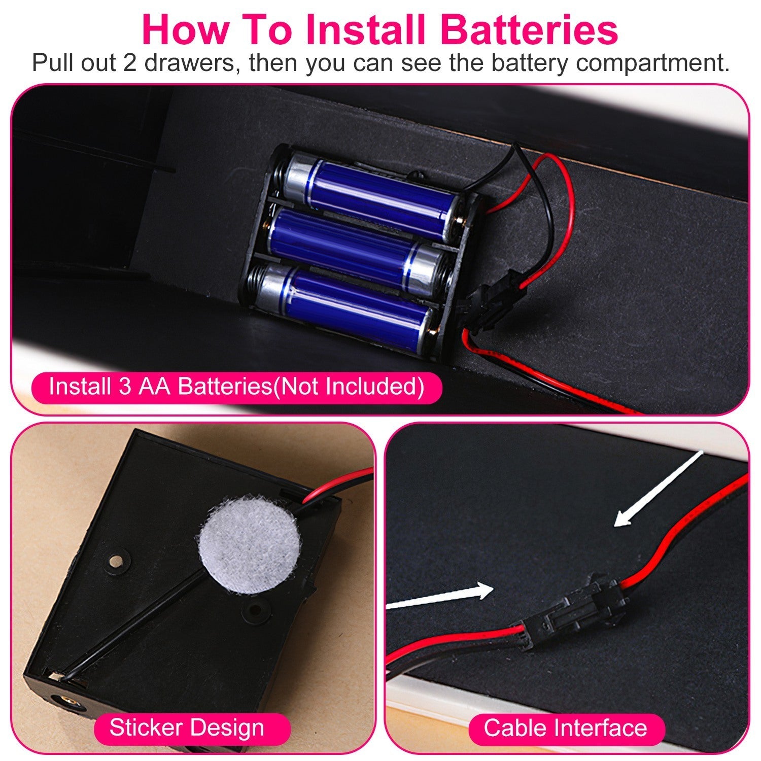 JMT-541322 3 Layer PU Leather Jewelry Box with LED Touch Mirror and Dimmable Light for Earrings, Rings, Necklaces, and Bracelets