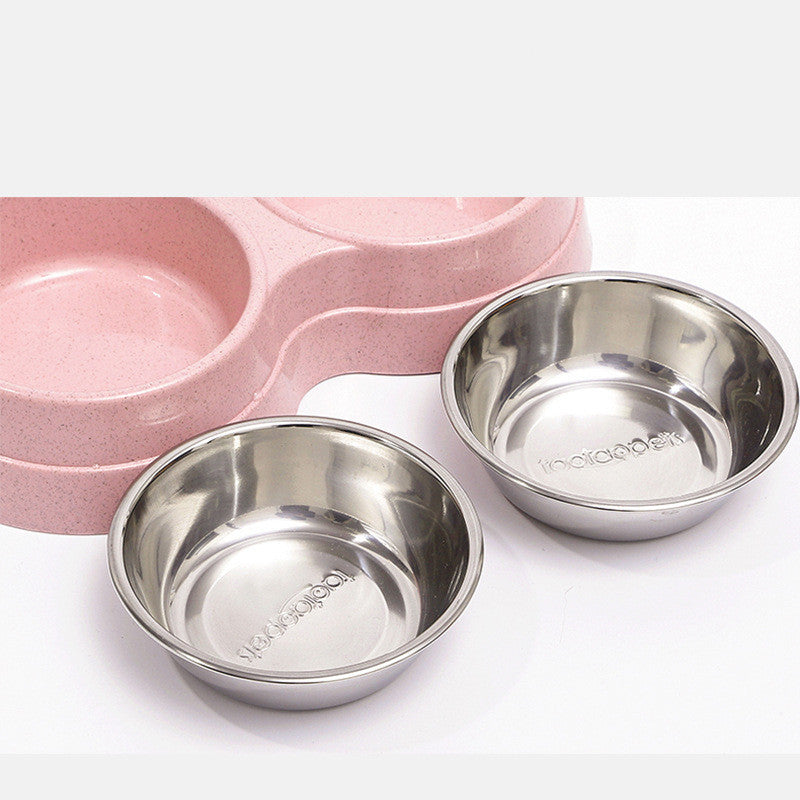 JMT-541514 Dual-Purpose Dog Bowl for Water and Food, Straw Material, Available in Blue, Green, and Pink, 24.5*13.5*4.6 cm