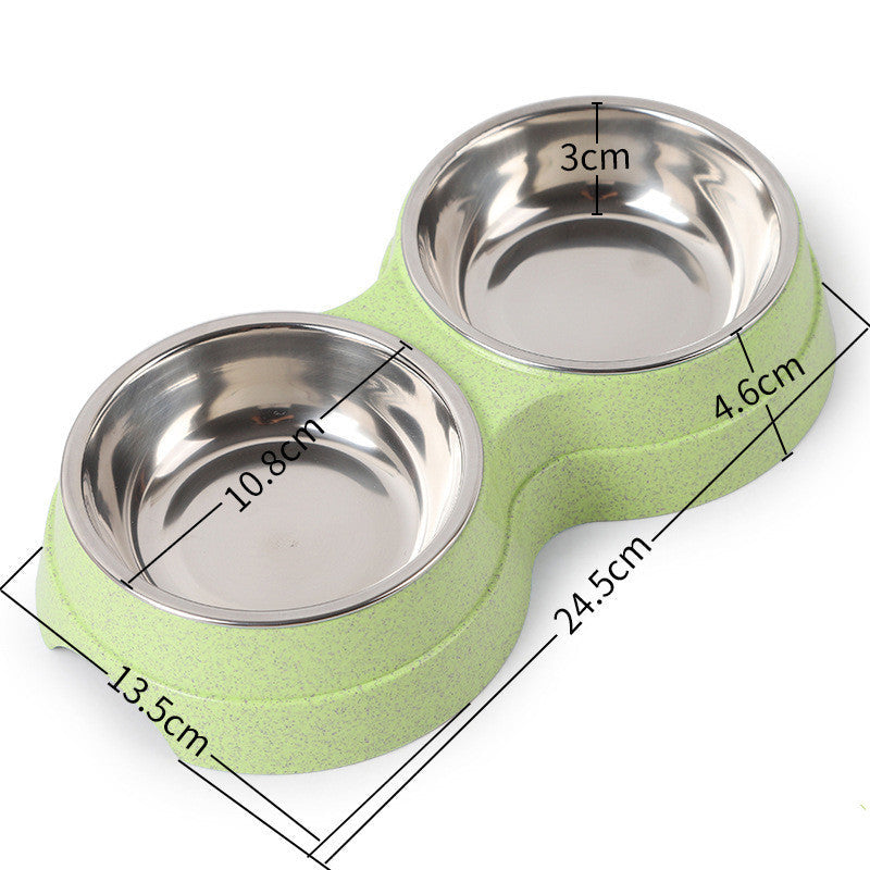 JMT-541514 Dual-Purpose Dog Bowl for Water and Food, Straw Material, Available in Blue, Green, and Pink, 24.5*13.5*4.6 cm