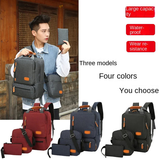 JMT-541514 Men’s Three-Piece Casual Backpack for Outdoor Travel and School, Large Capacity with Zipper Closure and Durable Polyester