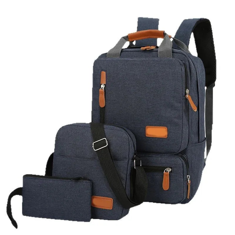 JMT-541514 Men’s Three-Piece Casual Backpack for Outdoor Travel and School, Large Capacity with Zipper Closure and Durable Polyester