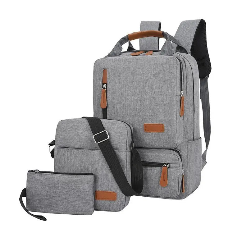 JMT-541514 Men’s Three-Piece Casual Backpack for Outdoor Travel and School, Large Capacity with Zipper Closure and Durable Polyester