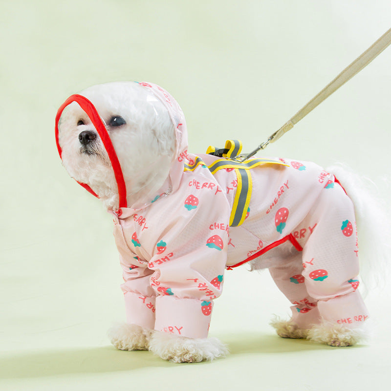 JMT-541962 Waterproof Raincoat for Dogs with Fun Fruit Prints in Multiple Sizes