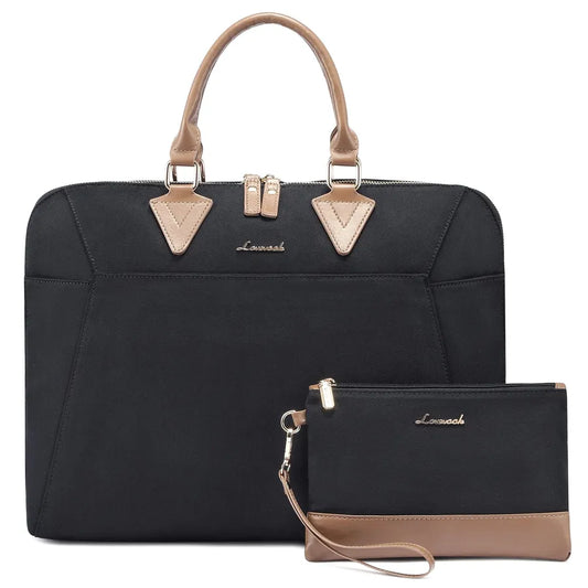JMT-542154 Waterproof Canvas Computer Briefcase for Women, 15.6 Inch Laptop Tote with Crossbody Style, Travel Handbag