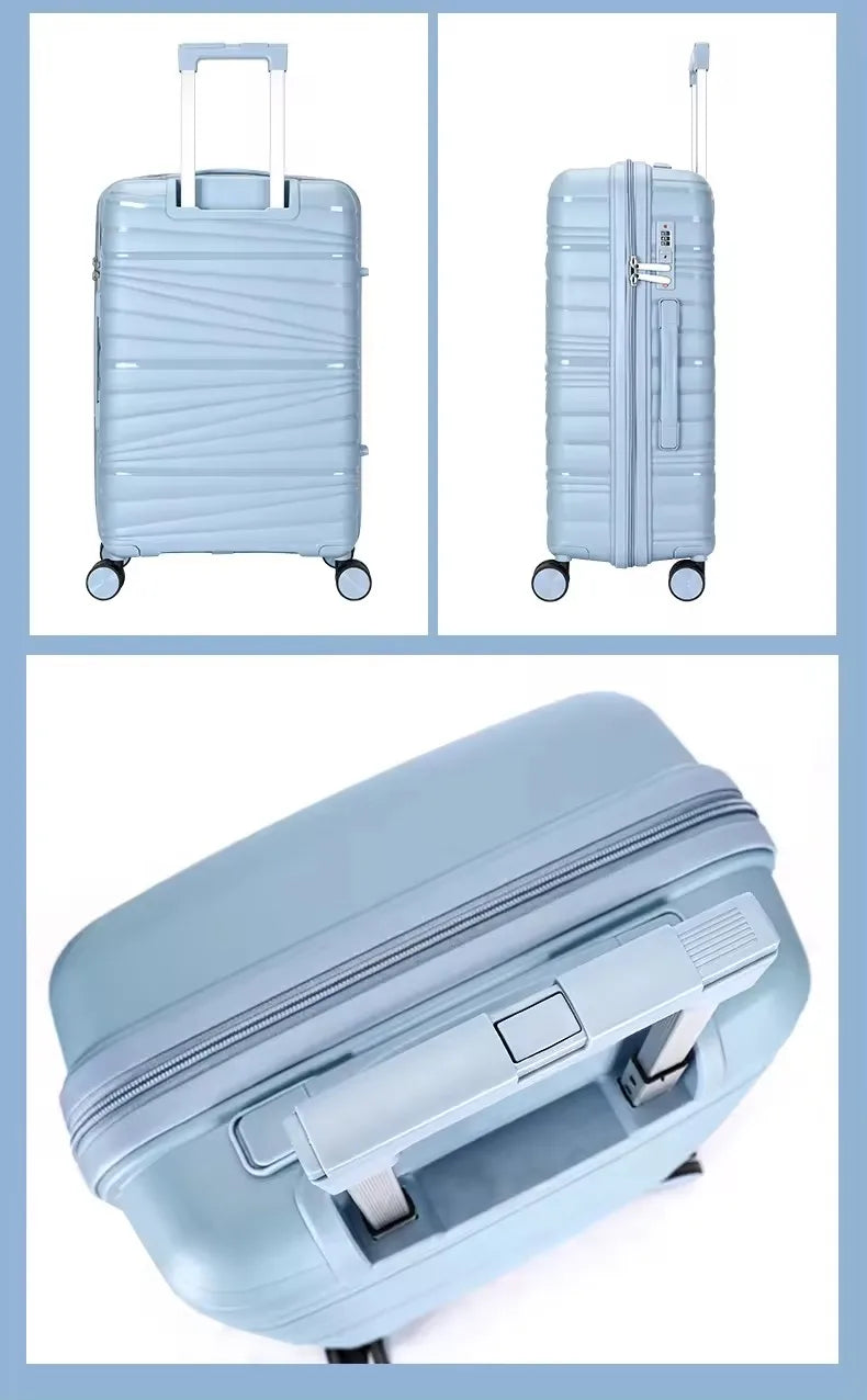 JMT-542218 4-Piece Luggage Set with Spinner Wheels, Durable PP Storage Trolley Cases in 14, 20, 24, and 28 Inch Sizes
